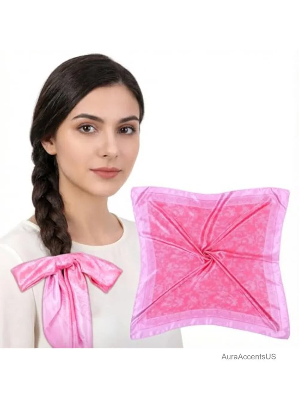 35 inch Square Polyester Head Wrap Scarf for Women Multifunctional Neck Scarf
